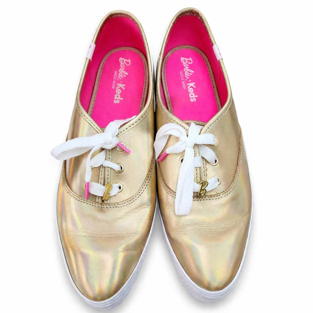 Barbie x Keds Triple Up Iridescent Gold Platform Sneakers Women's Size 11